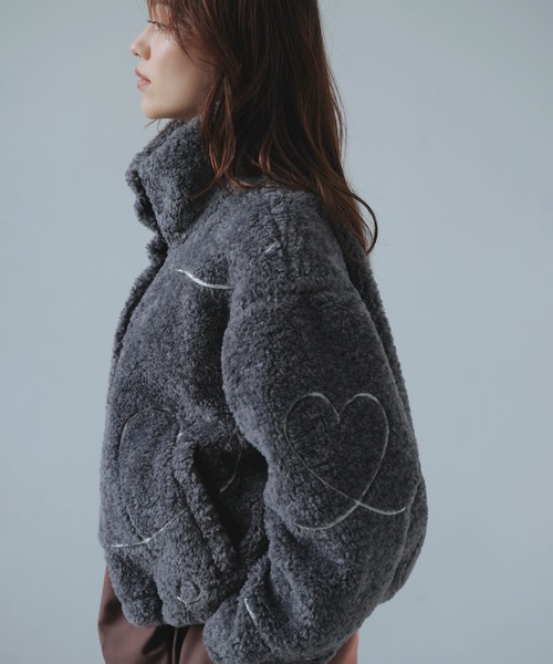 VIS（ビス）の「ジャガードボアブルゾン（ブルゾン・レディース・グレー/オフホワイト・FREE）」の10枚目の写真