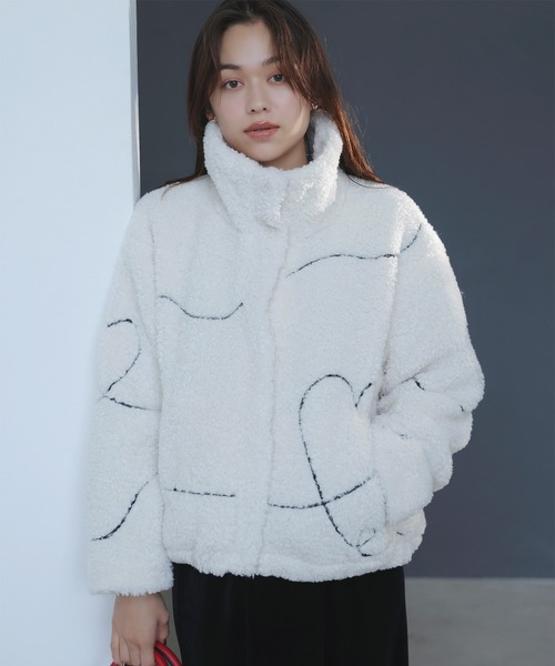 VIS（ビス）の「ジャガードボアブルゾン（ブルゾン・レディース・グレー/オフホワイト・FREE）」の7枚目の写真