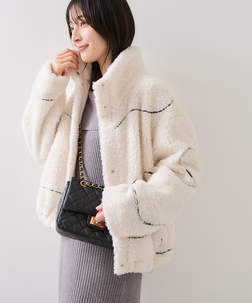 VIS（ビス）の「ジャガードボアブルゾン（ブルゾン・レディース・グレー/オフホワイト・FREE）」の13枚目の写真