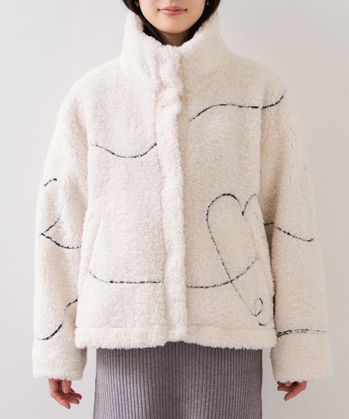 VIS（ビス）の「ジャガードボアブルゾン（ブルゾン・レディース・グレー/オフホワイト・FREE）」の16枚目の写真