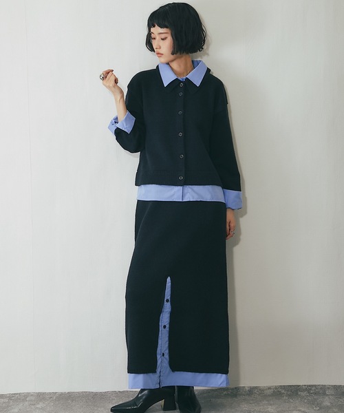 ANOTHER S（アナザーエス）の「セットアップ可異素材ドッキングニットスカート（スカート・レディース・チャコールグレー/ブラック・FREE）」の14枚目の写真