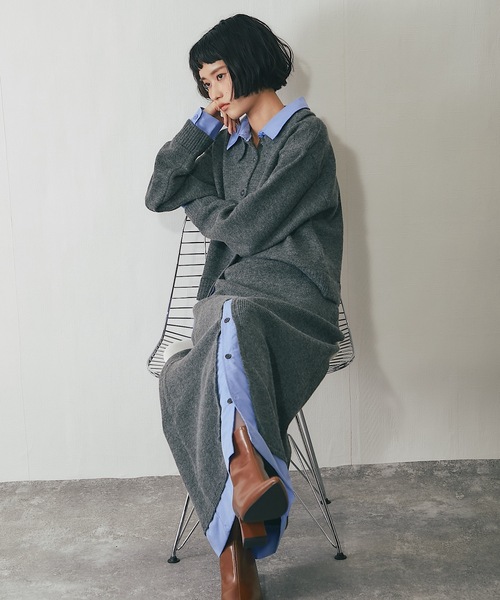 セットアップ可異素材ドッキングニットスカート（スカート）｜ANOTHER