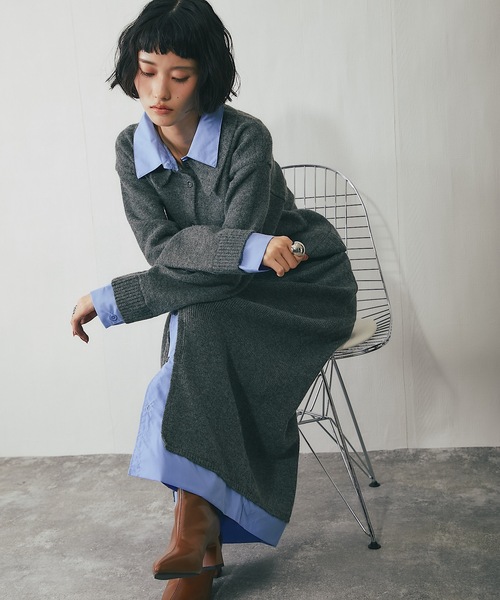 セットアップ可異素材ドッキングニットスカート（スカート）｜ANOTHER