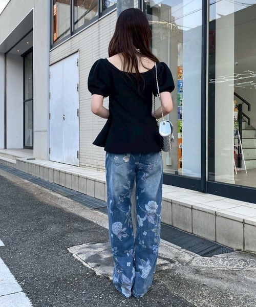 Narcissus(ナルシス)の「ペプラムパフスリーブニット《動画あり》(ニット/セーター・レディース・ブラック/ベージュ・FREE)」の18枚目の写真