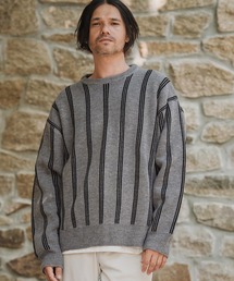 mn3188-Stripe Jacquard Buttonless Knit Pullover ニット(A56525cmb)