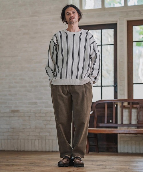 CAMBIO（カンビオ）の「mn3188-Stripe Jacquard Buttonless Knit Pullover ニット(A56525cmb)（ニット/セーター・メンズ・ミックスグレー/ブラック系その他/キナリ/ネイビー・S/M/L）」の7枚目の写真