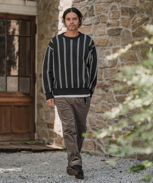 CAMBIO（カンビオ）の「mn3188-Stripe Jacquard Buttonless Knit Pullover ニット(A56525cmb)（ニット/セーター・メンズ・ミックスグレー/ブラック系その他/キナリ/ネイビー・S/M/L）」の12枚目の写真