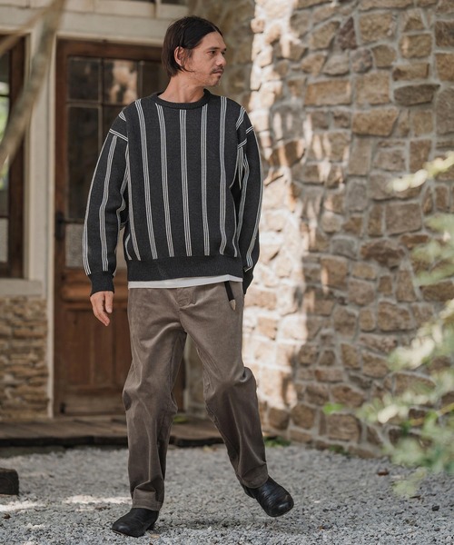 CAMBIO（カンビオ）の「mn3188-Stripe Jacquard Buttonless Knit Pullover ニット(A56525cmb)（ニット/セーター・メンズ・ミックスグレー/ブラック系その他/キナリ/ネイビー・S/M/L）」の13枚目の写真
