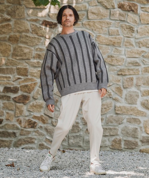 CAMBIO（カンビオ）の「mn3188-Stripe Jacquard Buttonless Knit Pullover ニット(A56525cmb)（ニット/セーター・メンズ・ミックスグレー/ブラック系その他/キナリ/ネイビー・S/M/L）」の17枚目の写真