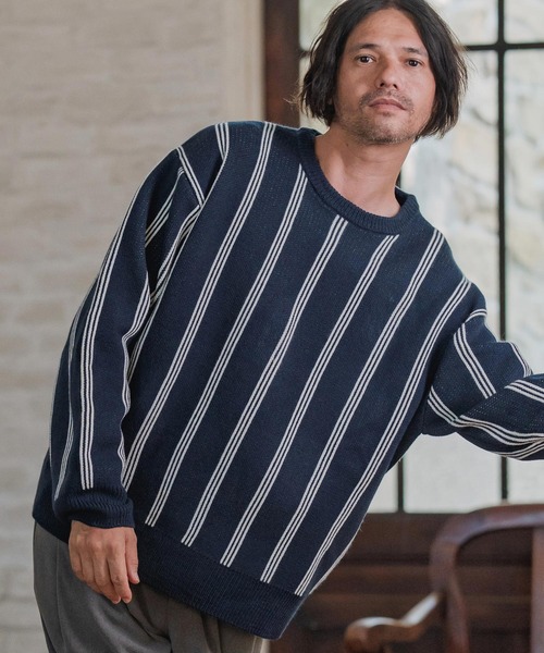 CAMBIO（カンビオ）の「mn3188-Stripe Jacquard Buttonless Knit Pullover ニット(A56525cmb)（ニット/セーター・メンズ・ミックスグレー/ブラック系その他/キナリ/ネイビー・S/M/L）」の20枚目の写真