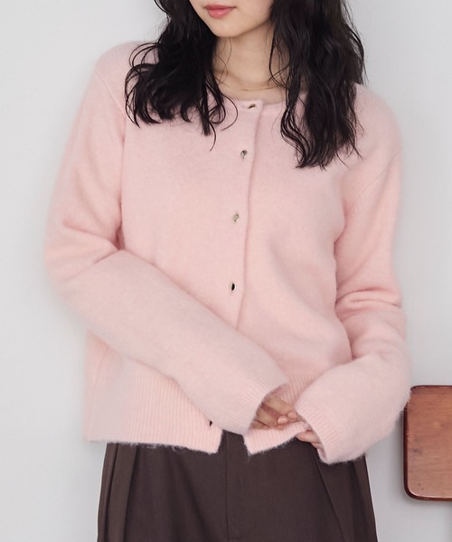 TODAYFUL ピンク色 ボタン付きカーディガン レディース シルクブレンド シェル調ボタン カーディガン通販 [0303