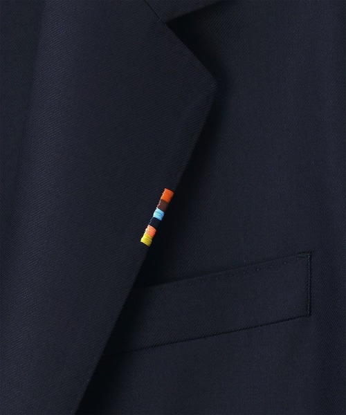 Paul Smith London ノーカラージャケット ウール ネイビー L ソリッド ウールストレッチ ジャケット 'A Suit To Travel In