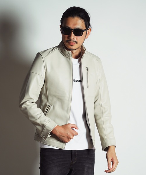 RATTLE TRAP（ラトルトラップ）の「SHEEP LEATHER/シープレザー シングルライダースジャケット（ライダースジャケット・メンズ・ボルドー/マスタード/ブラウン/インディゴブルー/カーキ/ブラック/オフホワイト・S/M/L/LL/3L）」の2枚目の写真