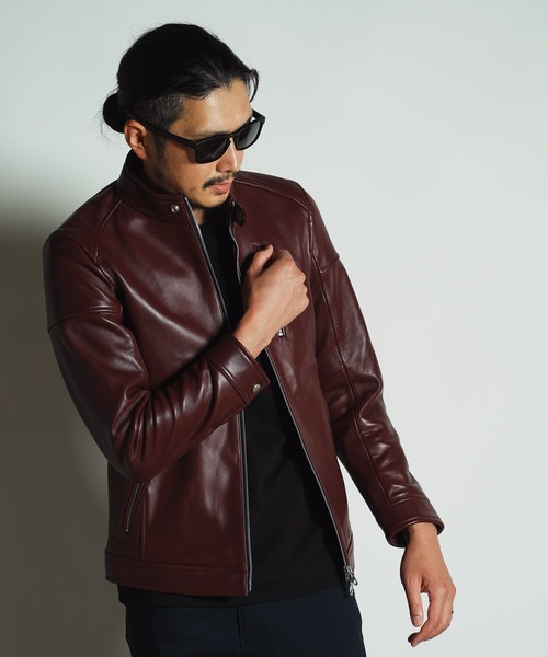 ウエスタンスタイル グレー レザージャケットと赤ライダース WESTERN LEATHER JACKET／ウエスタン レザージャケット | ショット