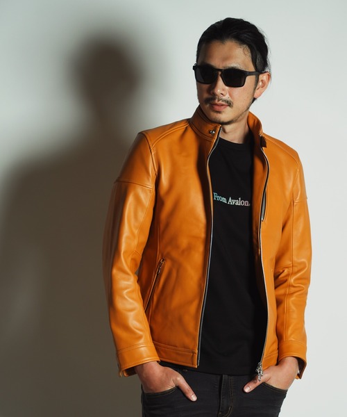 RATTLE TRAP（ラトルトラップ）の「SHEEP LEATHER/シープレザー シングルライダースジャケット（ライダースジャケット・メンズ・ボルドー/マスタード/ブラウン/インディゴブルー/カーキ/ブラック/オフホワイト・S/M/L/LL/3L）」の6枚目の写真