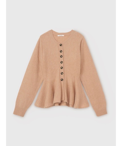 EIMY ISTOIRE ウール起毛ペプラムニットカーディガン 未使用品 セール】ウール起毛ペプラムニットカーディガン（ノーカラージャケット