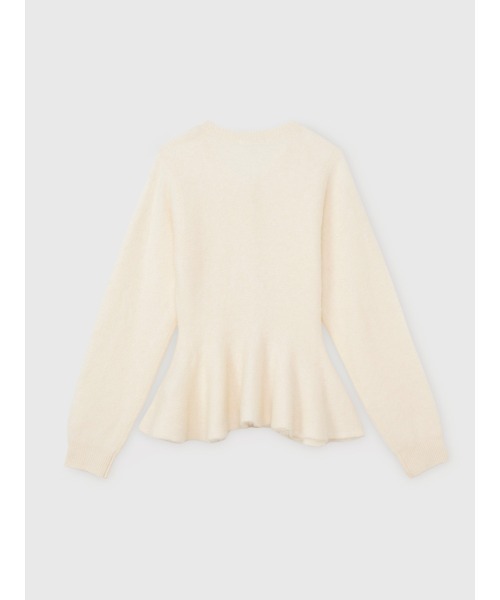 セール】ウール起毛ペプラムニットカーディガン（ノーカラージャケット