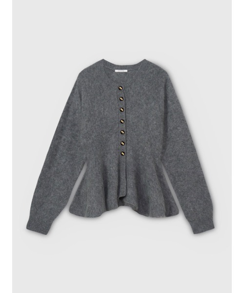 ウール起毛ペプラムニットカーディガン（ノーカラージャケット）｜EIMY