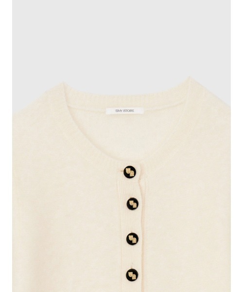 ウール起毛ペプラムニットカーディガン（ノーカラージャケット）｜EIMY