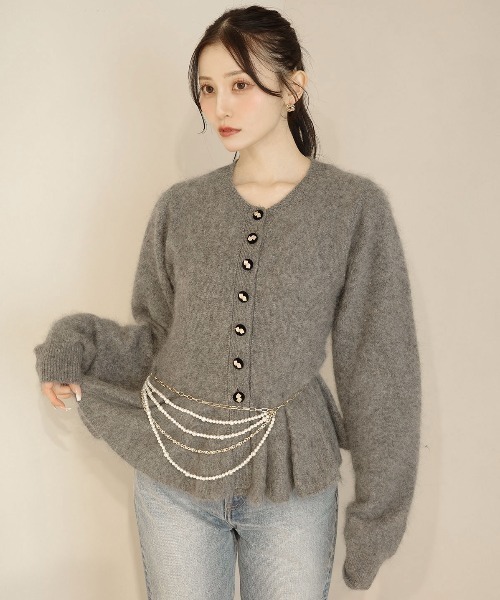 【未使用タグ付き】eimy istoire ウール起毛ペプラムニットカーディガン EIMY ISTOIRE｜ウール起毛ペプラムニットカーディガン | Rakuten