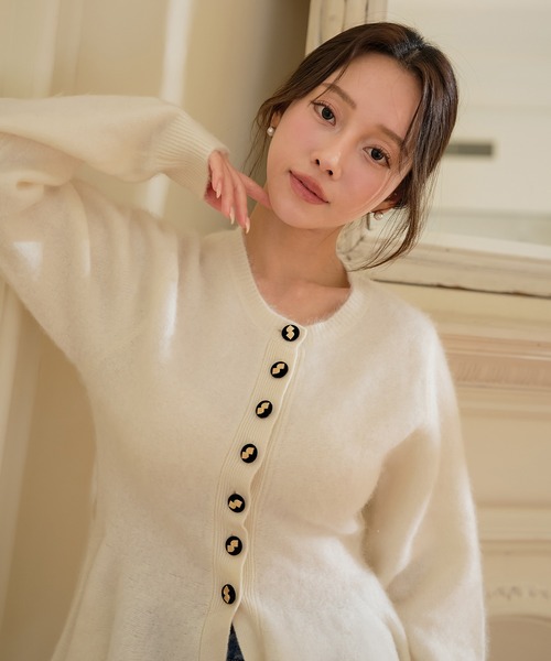 ウール起毛ペプラムニットカーディガン（ノーカラージャケット）｜EIMY