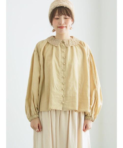 TSUHARU by Samansa Mos2 編み立て襟レースブラウス 編み立て襟レースブラウス（シャツ/ブラウス）｜TSUHARU by Samansa