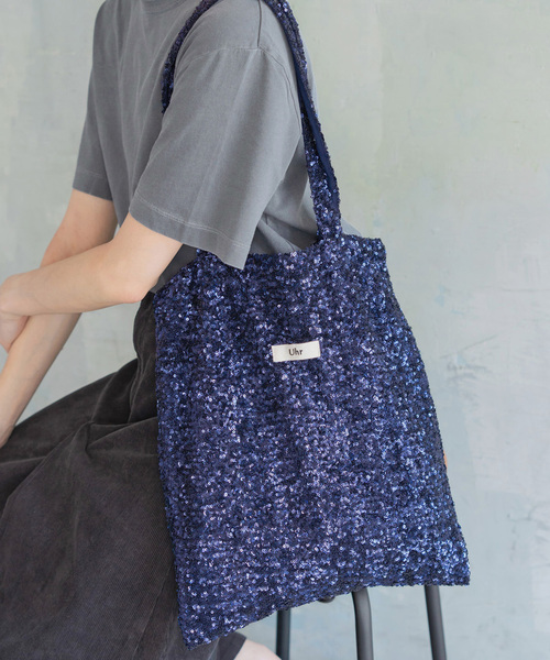 Spick & Span（スピックアンドスパン）の「《追加》Uhr/ウーア 別注Spangle Tote Bag*（トートバッグ・レディース・ブラウン/シルバー/ネイビー・FREE）」の2枚目の写真