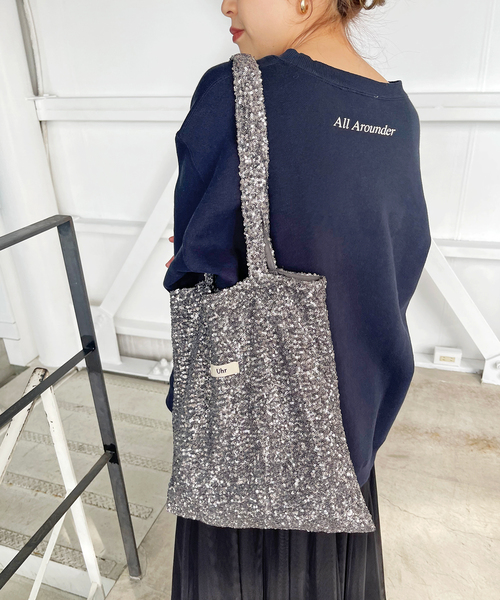 Spick & Span（スピックアンドスパン）の「《追加》Uhr/ウーア 別注Spangle Tote Bag*（トートバッグ・レディース・ブラウン/シルバー/ネイビー・FREE）」の8枚目の写真