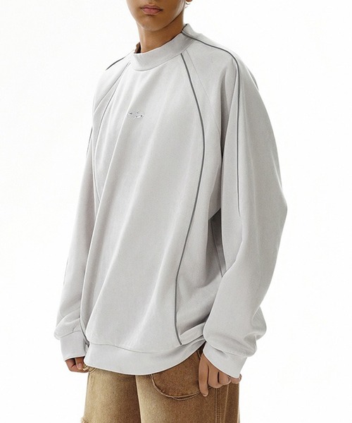 SETUP7（セットアップセブン）の「【SETUP7】ルーズラグランタートルスウェットKNF144（スウェット・メンズ・グレー/ブラック・L/XL）」の6枚目の写真