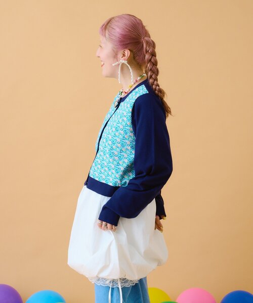 セール】【あみこ企画】花柄切替カーディガン（カーディガン/ボレロ