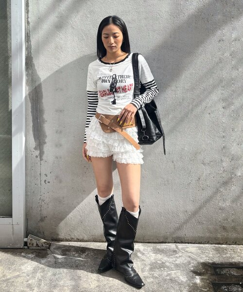 WHO'S WHO gallery(フーズフーギャラリー)の「レースショートパンツ(無地/ドット/チェック/レオパード)(その他パンツ・レディース・ブラック/オフホワイト/ネイビー/グレー/ブラック系その他/ブラウン/ブラック系その他2/ホワイト系その他/アイボリー/ピンク/ブラック系その他3/サックスブルー/ホワイト系その他3・FREE)」の19枚目の写真