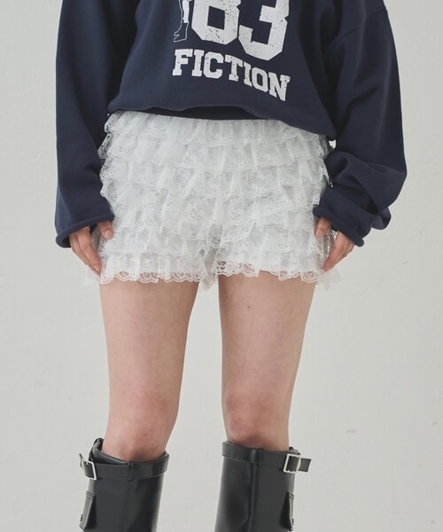 WHO'S WHO gallery（フーズフーギャラリー）の「レースショートパンツ(無地/ドット/チェック/レオパード)（その他パンツ・レディース・ブラック/オフホワイト/ネイビー/グレー/ブラック系その他/ブラウン/ブラック系その他2/ホワイト系その他/アイボリー/ピンク/ブラック系その他3/サックスブルー・FREE）」の14枚目の写真