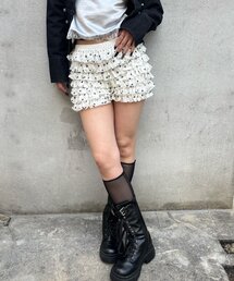 WHO'S WHO gallery（フーズフーギャラリー）の「レースショートパンツ(無地/ドット/チェック/レオパード)（その他パンツ）」