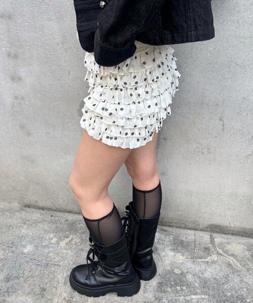 WHO'S WHO gallery(フーズフーギャラリー)の「レースショートパンツ(無地/ドット/チェック/レオパード)(その他パンツ・レディース・ブラック/オフホワイト/ネイビー/グレー/ブラック系その他/ブラウン/ブラック系その他2/ホワイト系その他・FREE)」の12枚目の写真