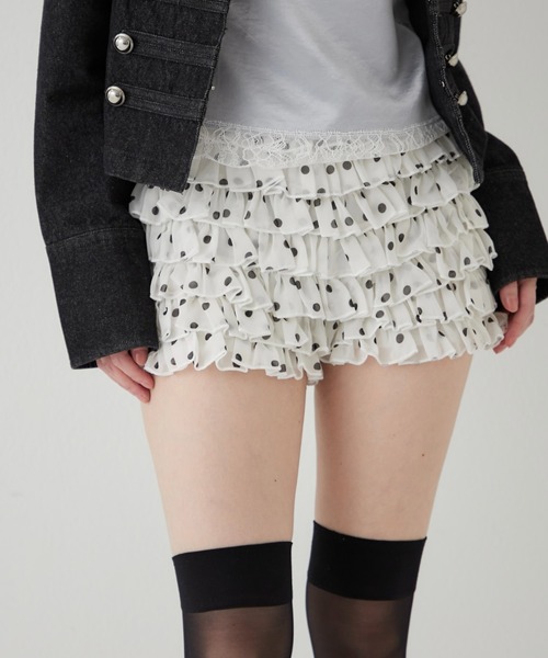 WHO'S WHO gallery(フーズフーギャラリー)の「レースショートパンツ(無地/ドット/チェック/レオパード)(その他パンツ・レディース・ブラック/オフホワイト/ネイビー/グレー/ブラック系その他/ブラウン/ブラック系その他2/ホワイト系その他・FREE)」の3枚目の写真