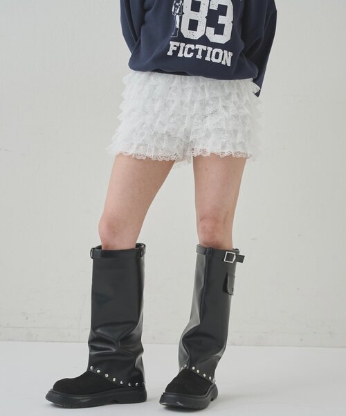 WHO'S WHO gallery（フーズフーギャラリー）の「LACE SHORTS/レースショートパンツ（その他パンツ・レディース・ブラック/オフホワイト/ネイビー/グレー/ブラック系その他/ブラウン・FREE）」の2枚目の写真