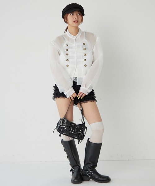 WHO'S WHO gallery（フーズフーギャラリー）の「レースショートパンツ(無地/ドット/チェック/レオパード)（その他パンツ・レディース・ブラック/オフホワイト/ネイビー/グレー/ブラック系その他/ブラウン/ブラック系その他2/ホワイト系その他/アイボリー/ピンク/ブラック系その他3/サックスブルー・FREE）」の13枚目の写真