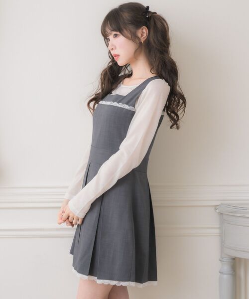 ems excite（エムズエキサイト）の「裾レースプリーツJSK（ワンピース・レディース・ブラック/チャコールグレー・FREE）」の11枚目の写真