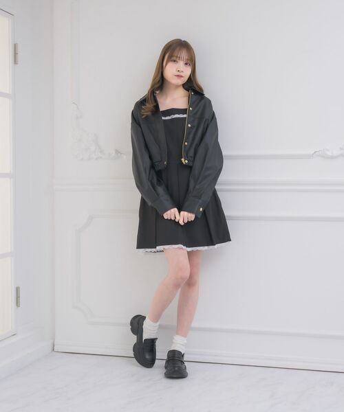 ems excite（エムズエキサイト）の「裾レースプリーツJSK（ワンピース・レディース・ブラック/チャコールグレー・FREE）」の12枚目の写真