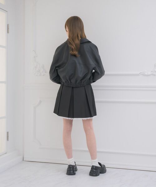 ems excite（エムズエキサイト）の「裾レースプリーツJSK（ワンピース・レディース・ブラック/チャコールグレー・FREE）」の14枚目の写真