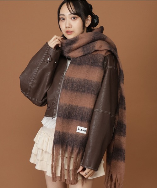 ALAND（エーランド）の「【UNISEX】ALAND／ボーダーマフラー（マフラー・レディース・ブルー/ブラウン・FREE）」の15枚目の写真