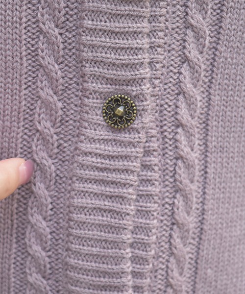 axes femme（アクシーズファム）の「編み上げケーブルニットカーディガン（カーディガン/ボレロ・レディース・キナリ/ブルー/グレイッシュベージュ/ピンク・FREE）」の9枚目の写真