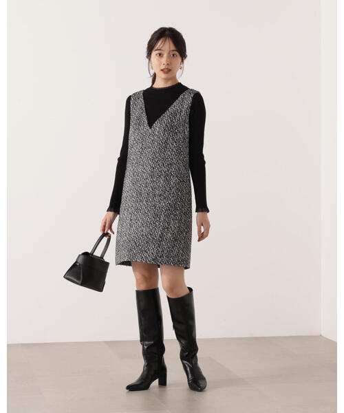 PROPORTION BODY DRESSING(プロポーションボディドレッシング)の「ツイードミニジャンスカ / 1215240116(ワンピース・レディース・ブラック/ブラウン・MEDIUM/SMALL)」の7枚目の写真