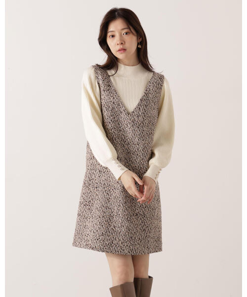 PROPORTION BODY DRESSING(プロポーションボディドレッシング)の「ツイードミニジャンスカ / 1215240116(ワンピース・レディース・ブラック/ブラウン・MEDIUM/SMALL)」の4枚目の写真