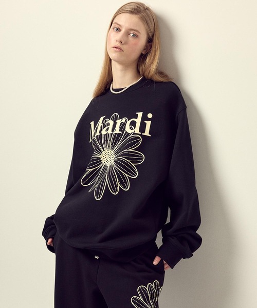 Mardi Mercredi（マルディメクルディ）の「OVERSIZED SWEATSHIRT FLOWERMARDI / オーバーサイズ スウェットシャツ フラワーマルディ（スウェット・レディース・ブラック/ネイビー/オートミール・FREE）」の6枚目の写真