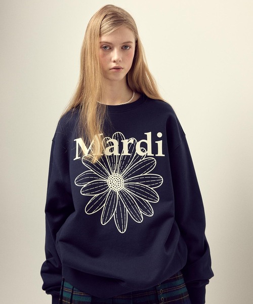 Mardi Mercredi（マルディメクルディ）の「OVERSIZED SWEATSHIRT FLOWERMARDI / オーバーサイズ スウェットシャツ フラワーマルディ（スウェット・レディース・ブラック/ネイビー/オートミール・FREE）」の18枚目の写真