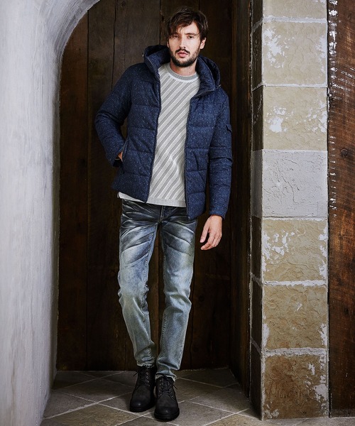 HIDEAWAYS NICOLE（ハイダウェイニコル）の「フードプリント中綿ブルゾン（ブルゾン・メンズ・シルバーグレー/ブラック/ホワイト×ブラック/ブルー系その他・X-LARGE/LARGE/MEDIUM）」の5枚目の写真