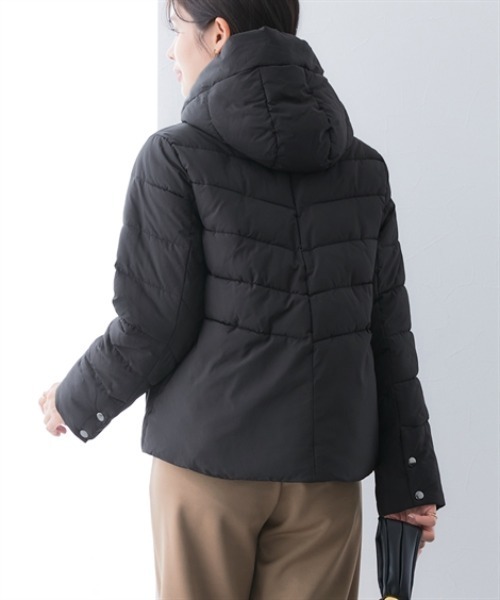 ^ ^　ネイビー ショート丈 ダウンジャケット ルイルエブティック RUIRUE BOUTIQUE ラクーンファーサイドジップ