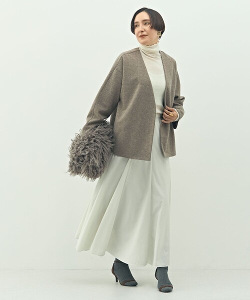 NOLLEY’S（ノーリーズ）の「ウォッシャブルストレッチジャージハオリ（ブルゾン・レディース・ベージュ/ベージュ系その他/ブラック・FREE）」の4枚目の写真