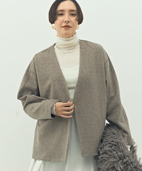 NOLLEY’S（ノーリーズ）の「ウォッシャブルストレッチジャージハオリ（ブルゾン・レディース・ベージュ/ベージュ系その他/ブラック・FREE）」の9枚目の写真